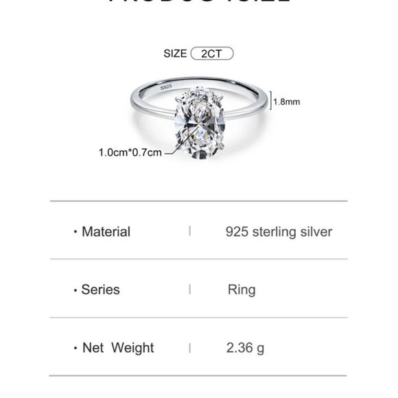 Sterling Silver Diamond Solataire Ring 7 - Picture 5 of 7